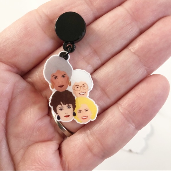 The Golden Girls Sophia Blanche Dorothy Rose Acrylic Post Dangle Earrings New - Picture 6 of 6